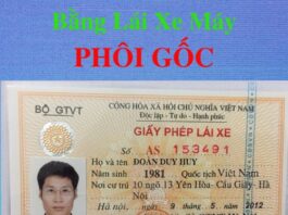 Làm bằng lái xe máy phôi gốc