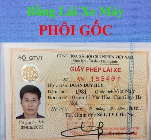 Làm bằng lái xe máy phôi gốc