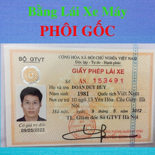 Làm bằng lái xe máy phôi gốc