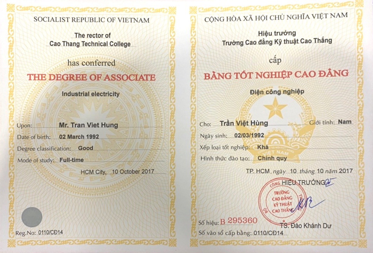Làm Bằng Cao Đẳng Chính Quy Phôi Thật Giá Chỉ Từ 2 Triệu