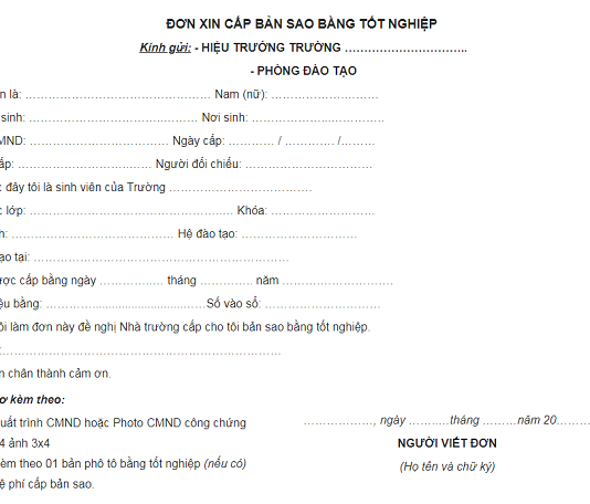Thủ tục xin cấp lại bằng cấp 3 (bản sao) như thế nào