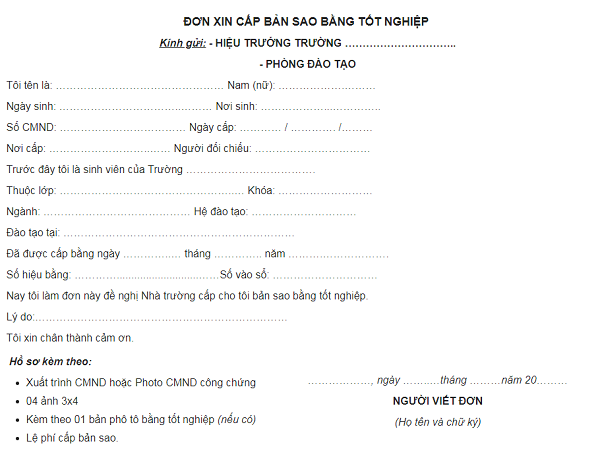 Thủ tục xin cấp lại bằng cấp 3 (bản sao) như thế nào