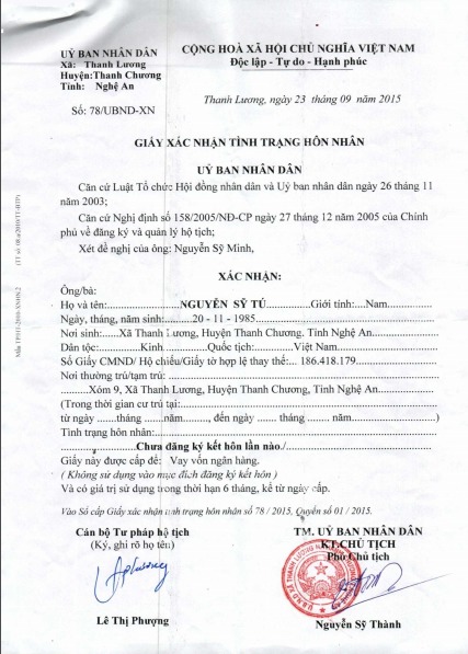 giấy chứng nhận độc thân giả