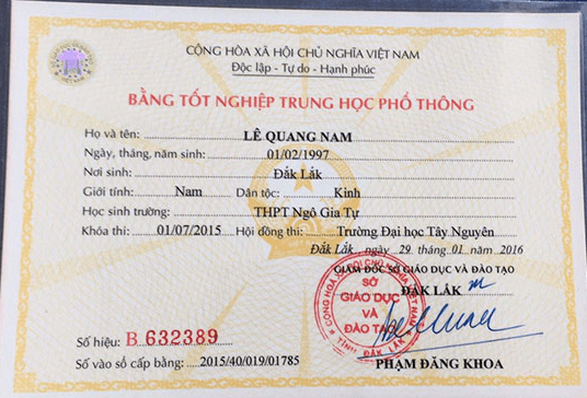 Làm bằng tốt nghiệp 12 - Mẫu bằng tốt nghiệp cấp 3 tại đak lăk